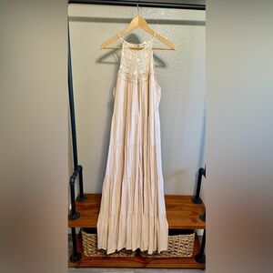 By The River Cream Maxi Dress with Lace Detail Women’s size Large